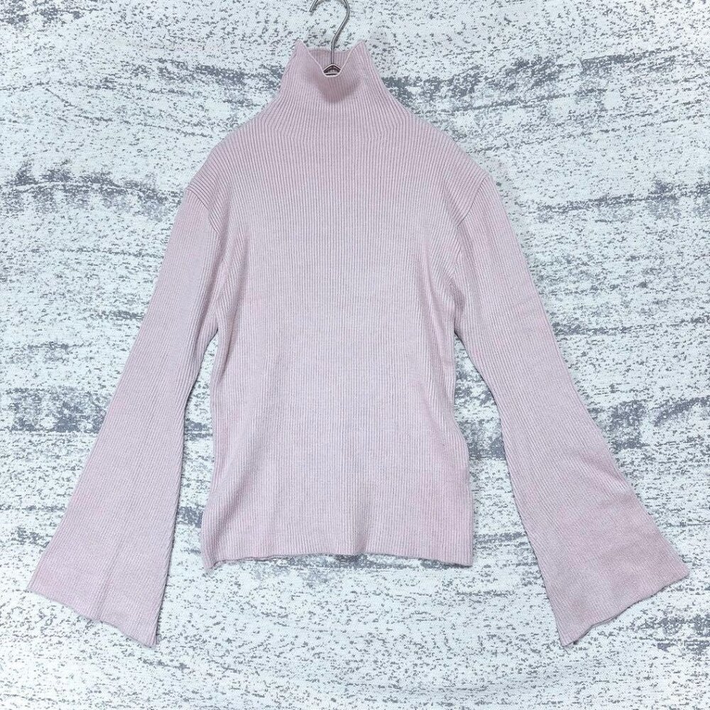 Flarea Sleeve Ribbed Turtleneck Sweater Smoky Pink